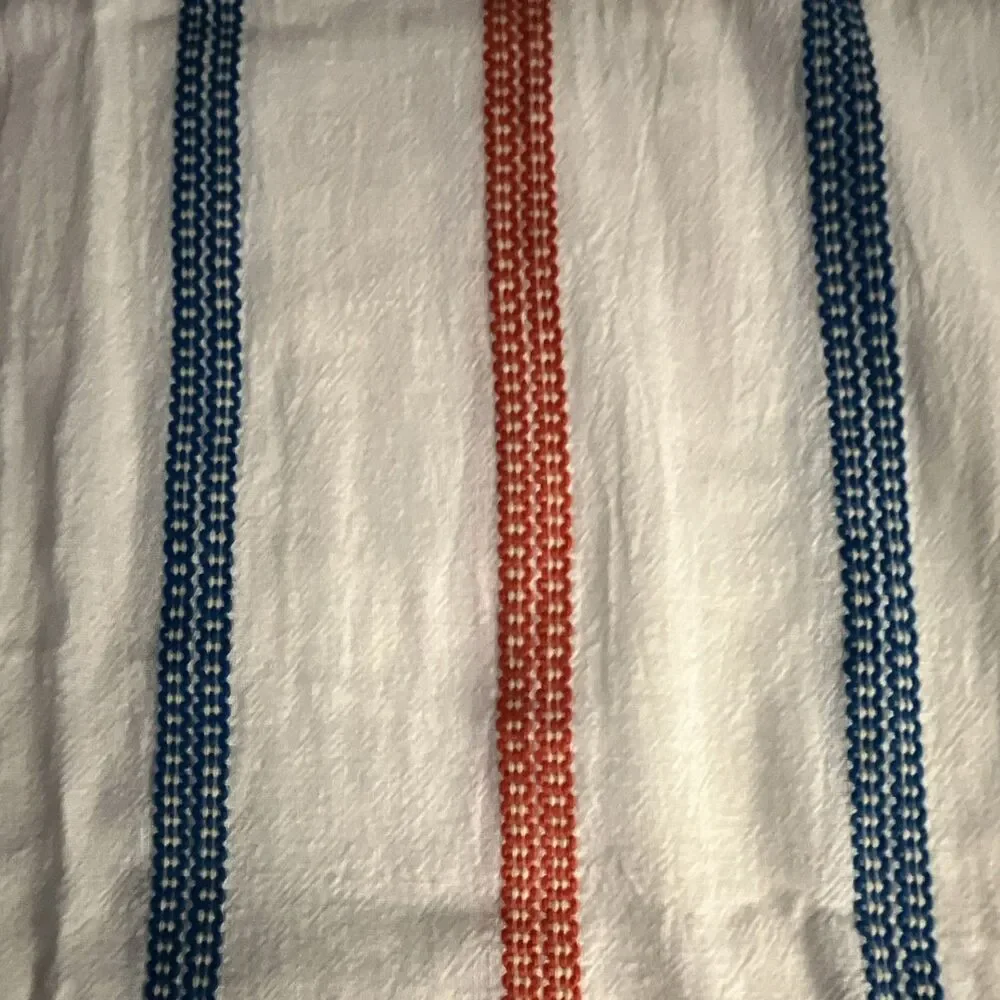 Cotton Fringed Scarf Wrap Red White & Blue Striped Pattern 26 x 72 in Patriotic